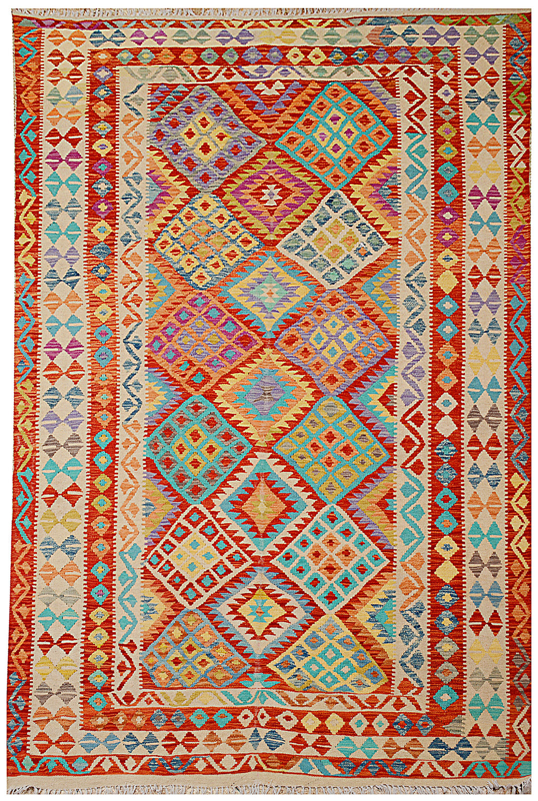 Afghan Kilim Rug 6'3" x 9'1" Flat-Weave