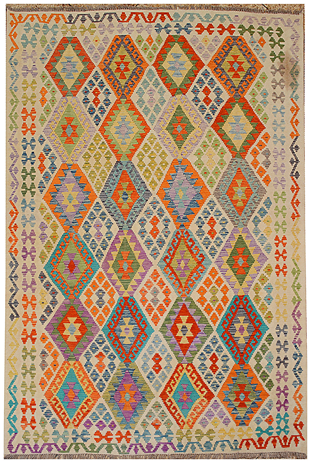 Afghan Kilim Rug 6' 2 x 9' 5 Flat-Weave