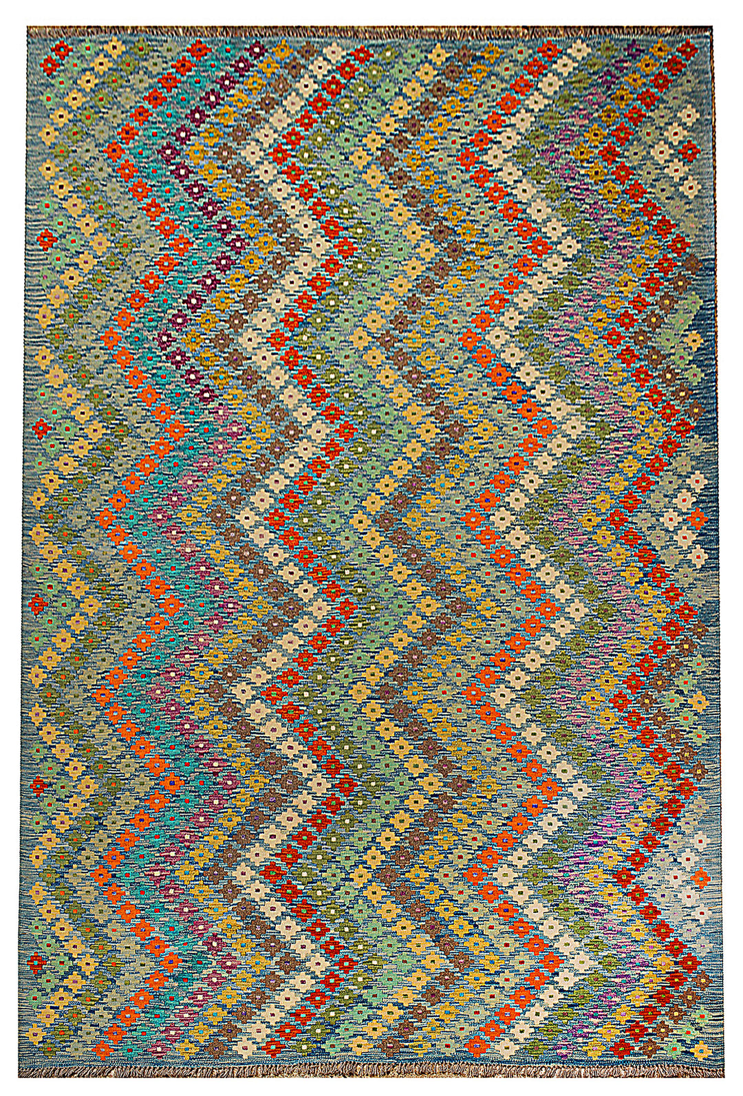 Afghan Kilim Rug 6' 7" x 9' 8" Flat-Weave