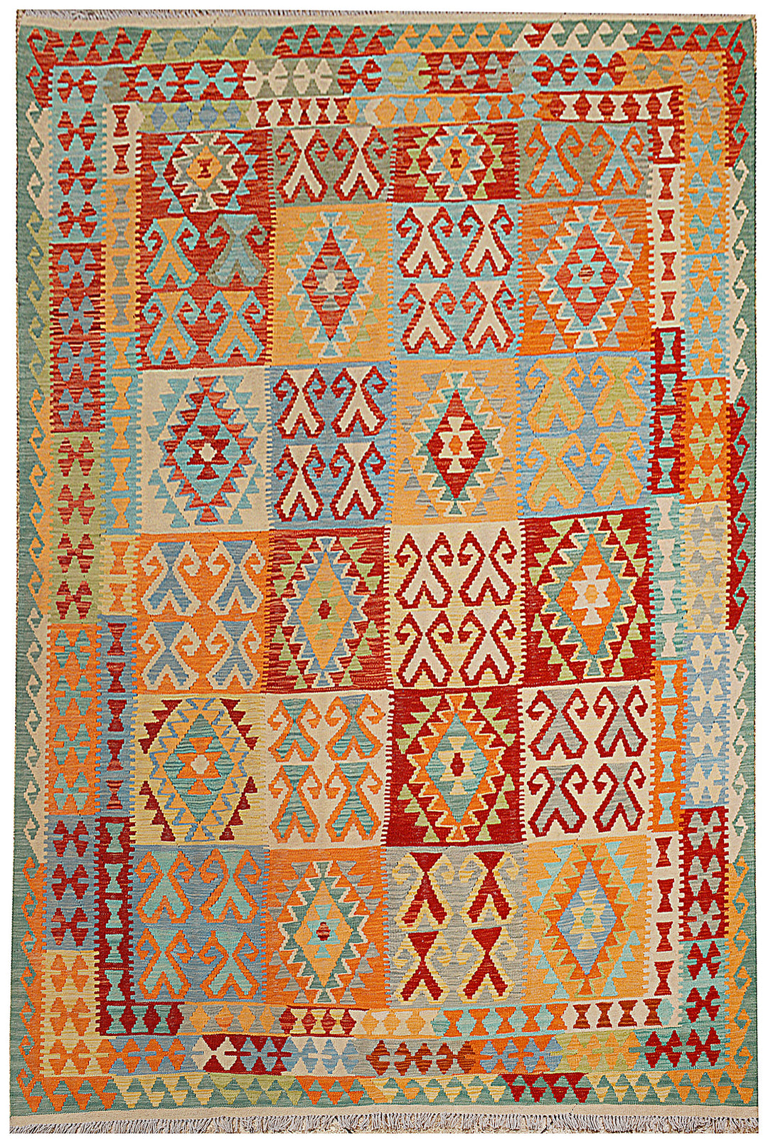 Afghan Kilim Rug 6' 7" x 10' Flat-Weave
