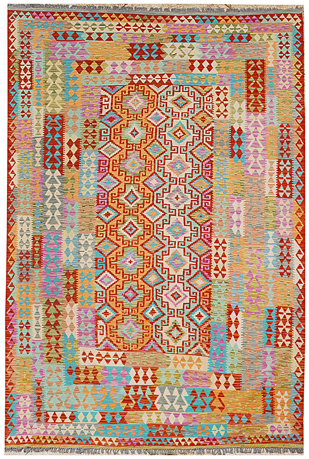Afghan Kilim Rug 6' 7" x 9' 11" Flat-Weave