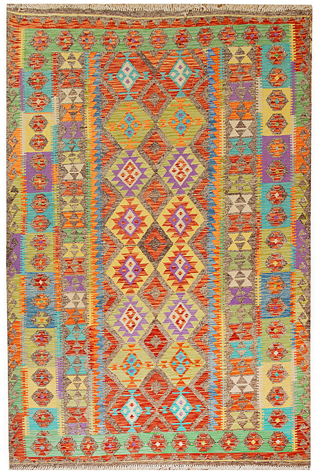 Afghan Kilim Rug 6' 4 x 9' 1 Flat-Weave
