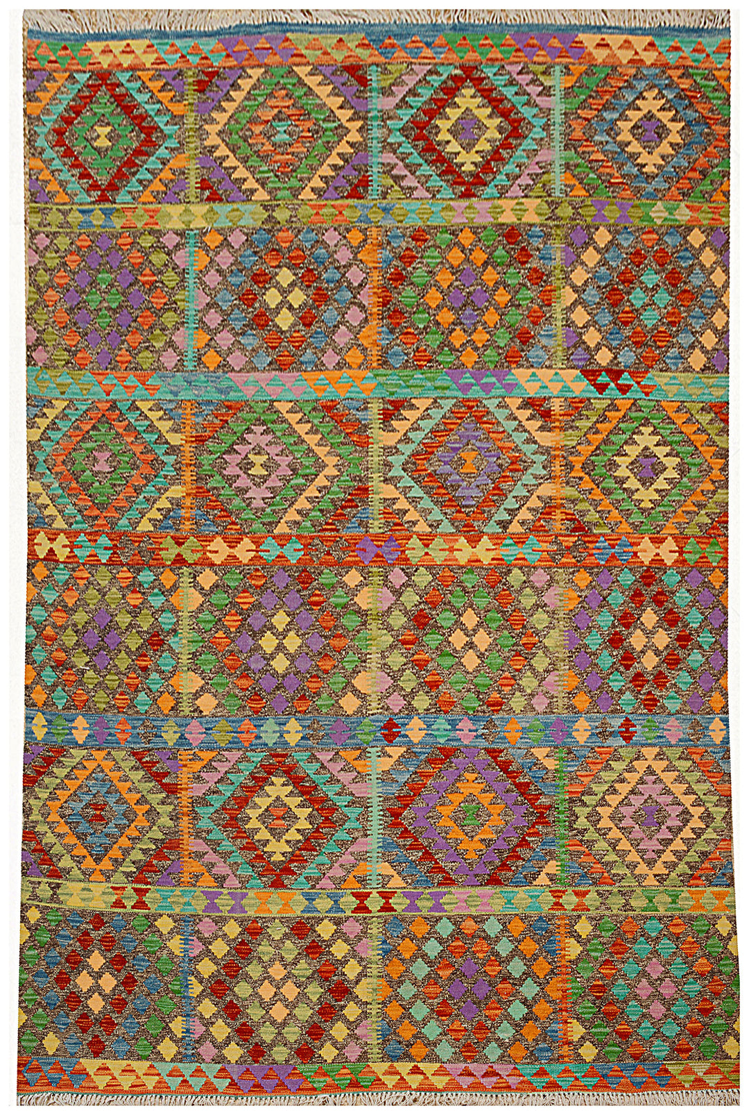 Afghan Kilim Rug 6' 4 x 9' 3 Flat-Weave