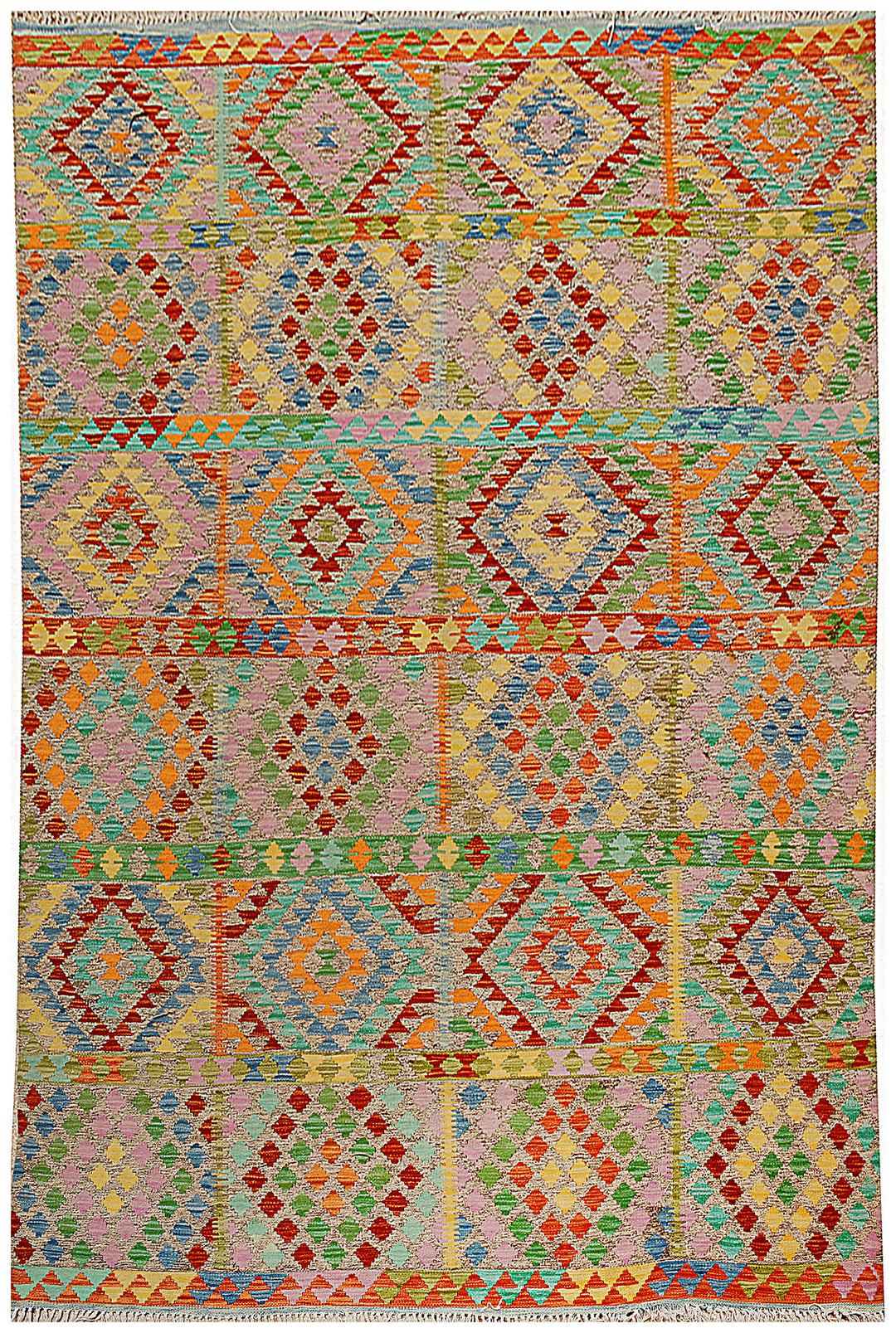 Afghan Kilim Rug 6' 5 x 9' 3 Flat-Weave