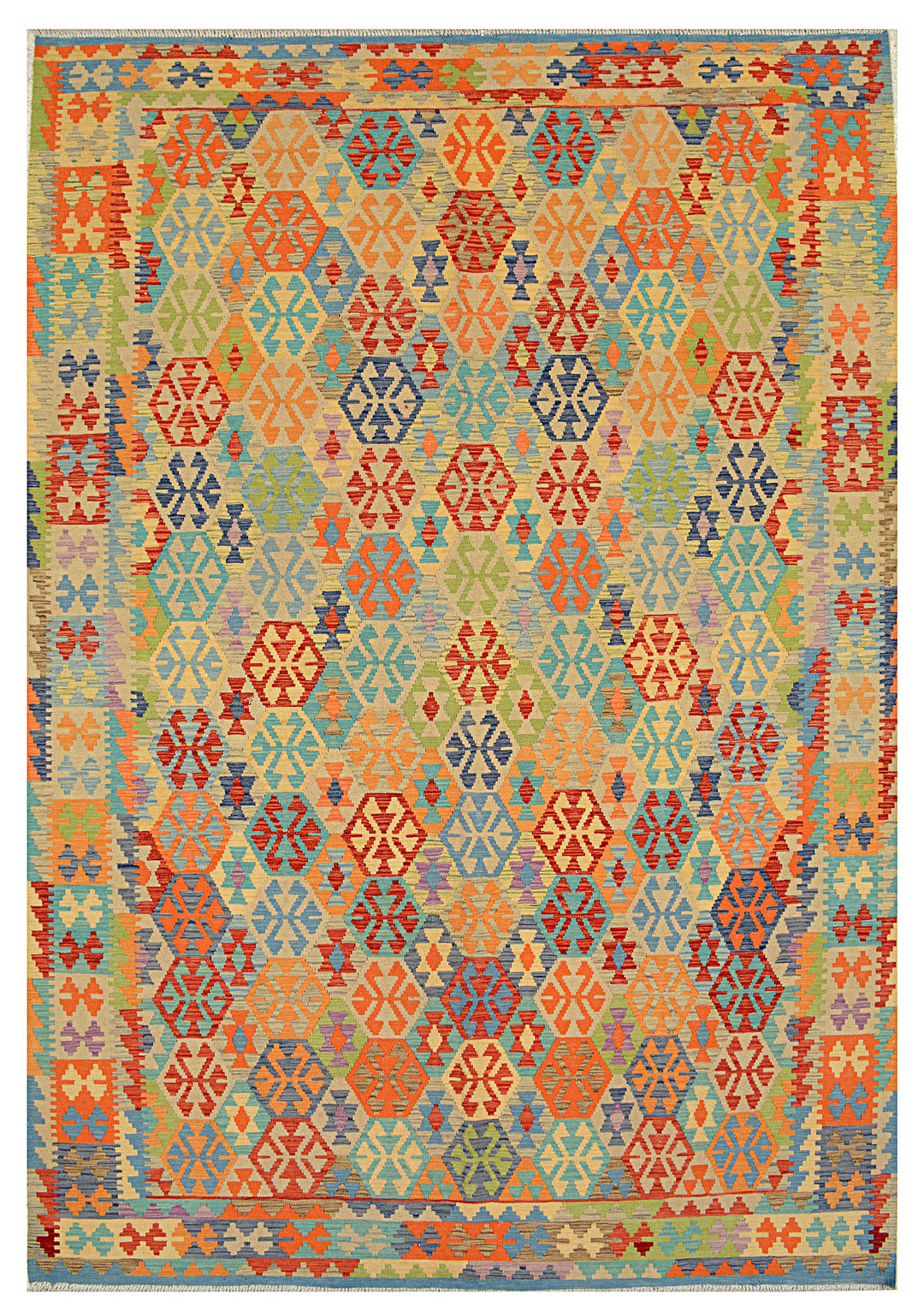 Afghan Kilim Rug 6' 7 x 9' 7 Flat-Weave