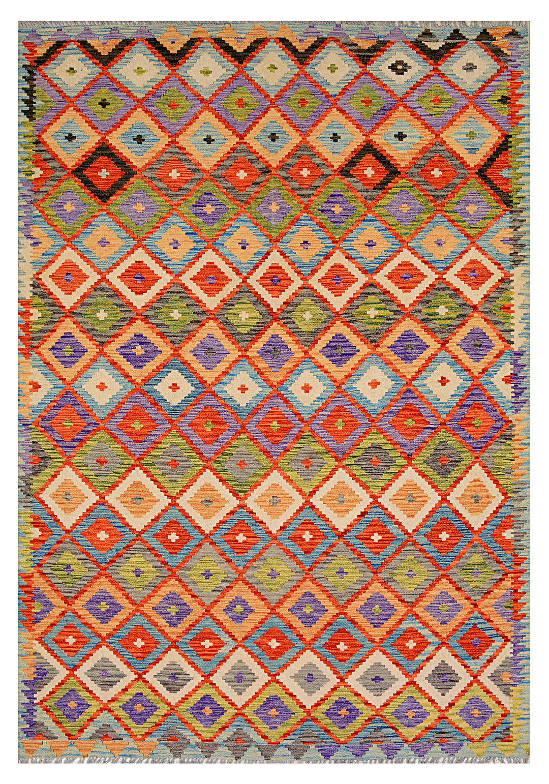 Afghan Kilim Rug 6'8" x 9'11" Flat-Weave