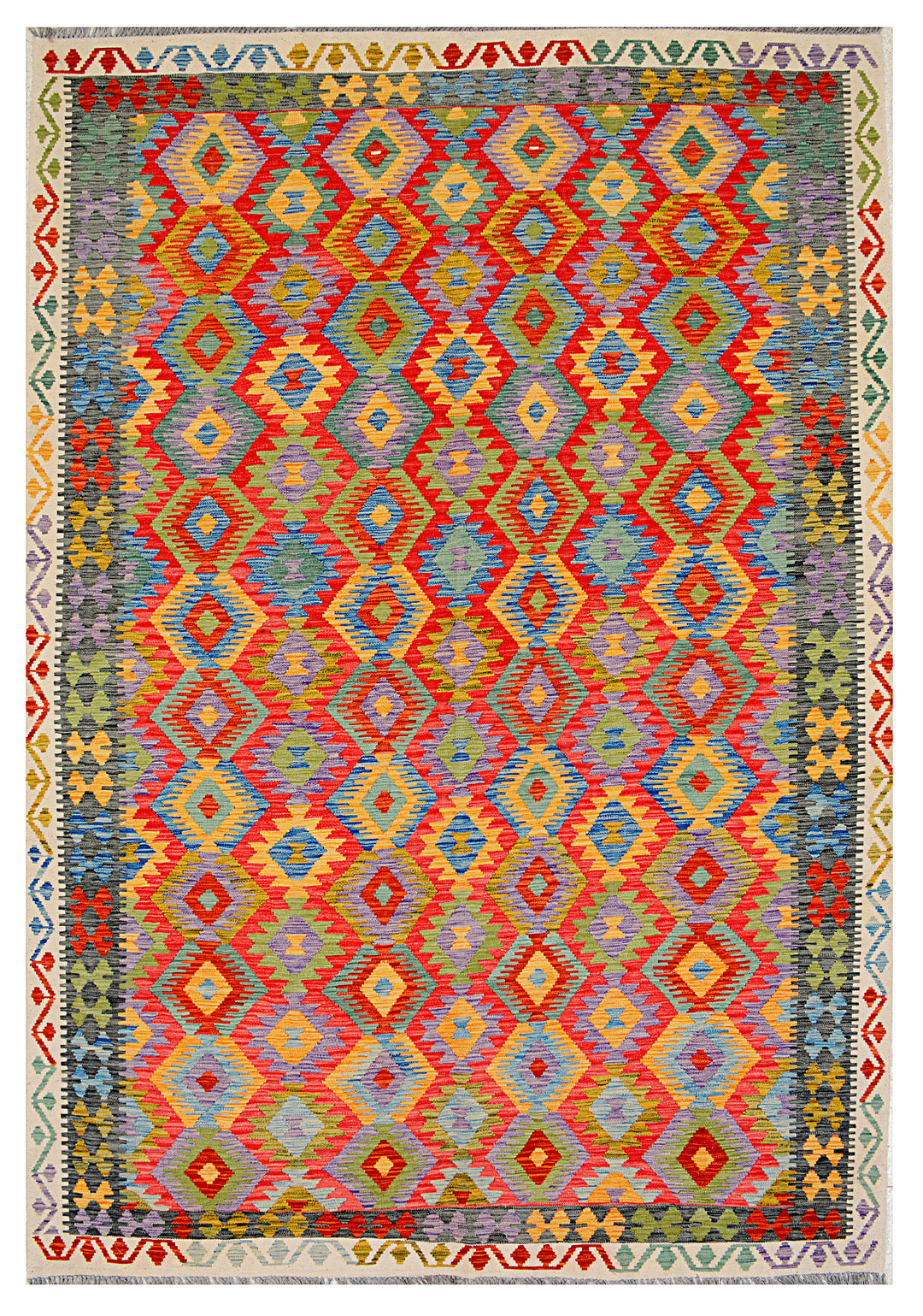 Afghan Kilim Rug 6' 9 x 10' 2 Flat-Weave