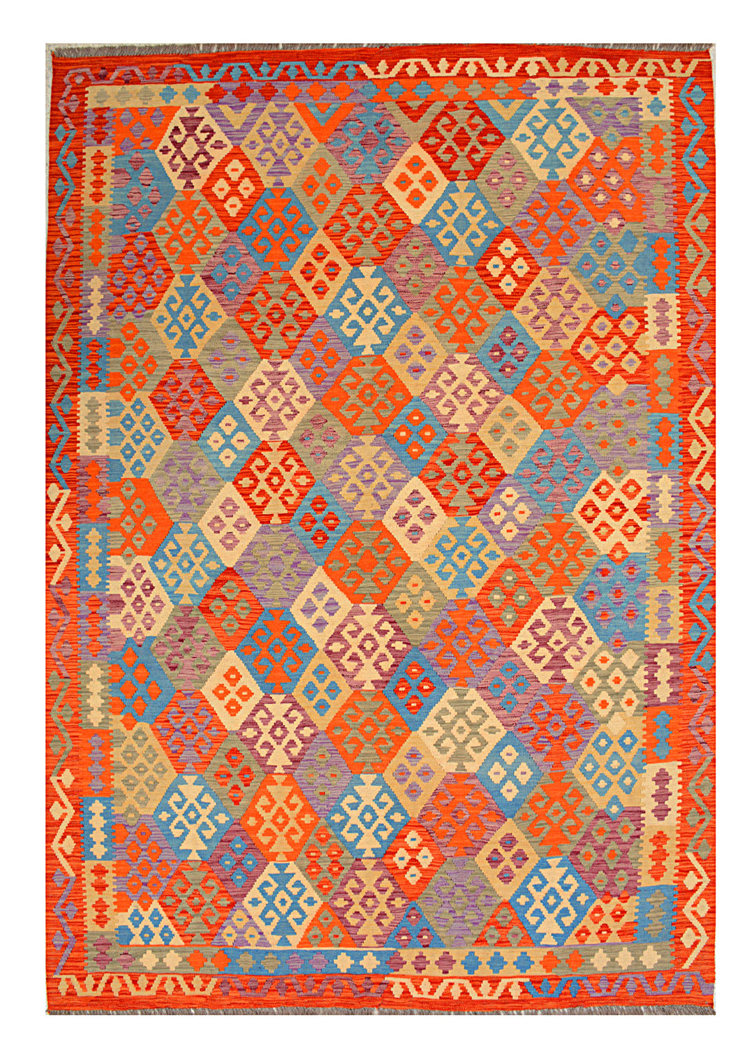 Afghan Kilim Rug 6' 9 x 9' 4 Flat-Weave