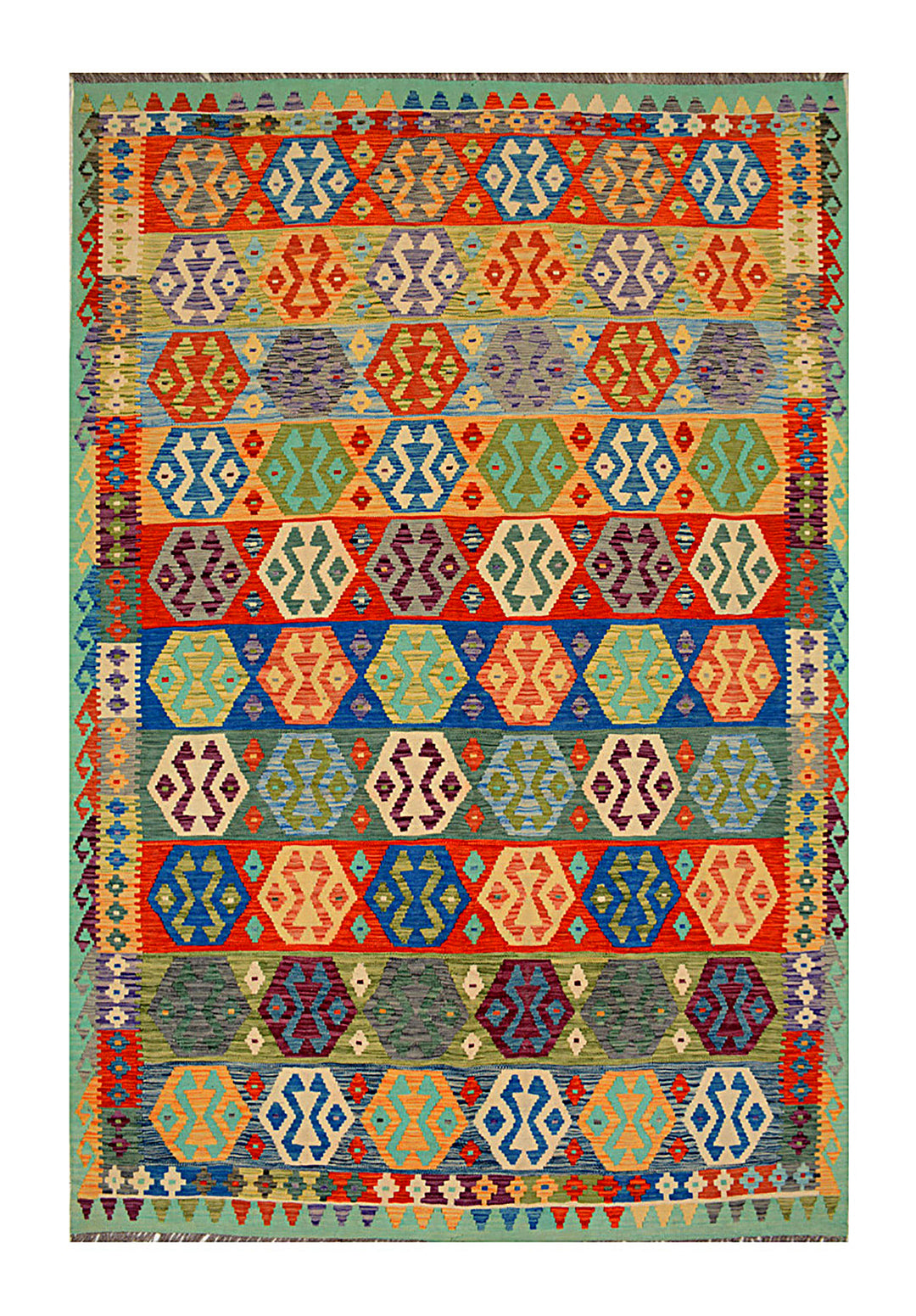 Afghan Kilim Rug 6'10" x 9'9" Flat-Weave