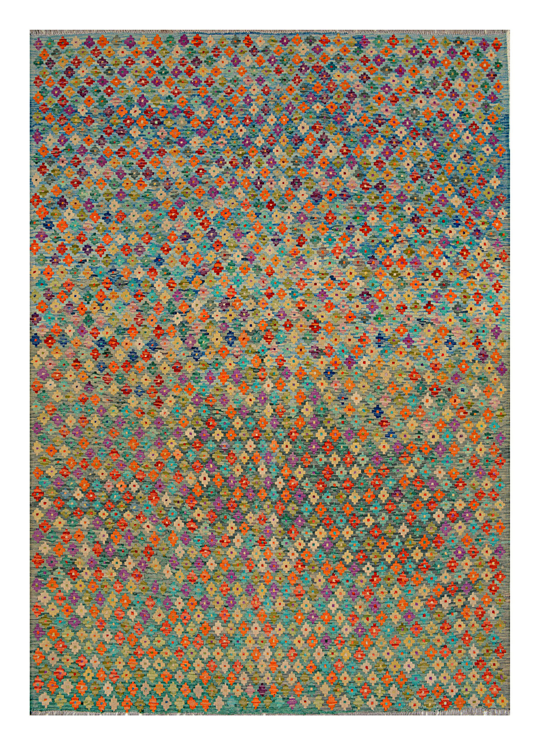 Afghan Kilim Rug 6' 11 x 9' 3 Flat-Weave