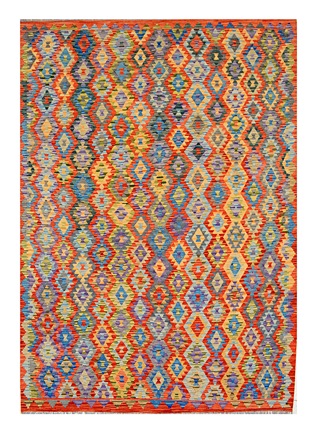 Afghan Kilim Rug 7' 1" x 9' 8" Flat-Weave