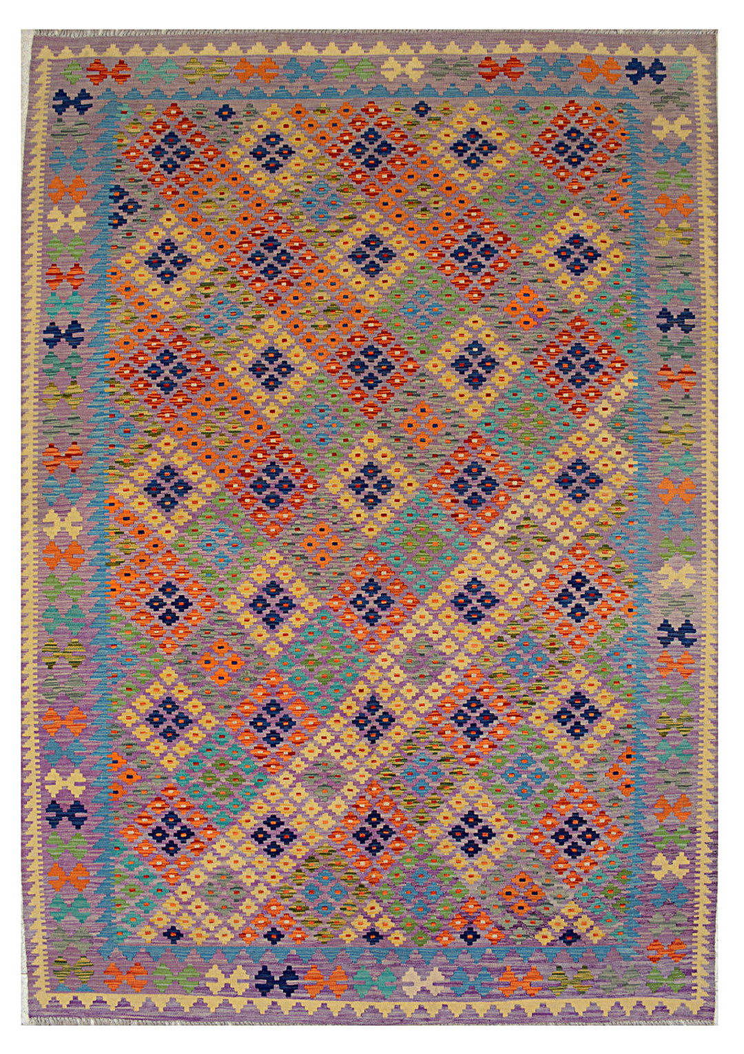Afghan Kilim Rug 6' 8 x 9' 9 Flat-Weave