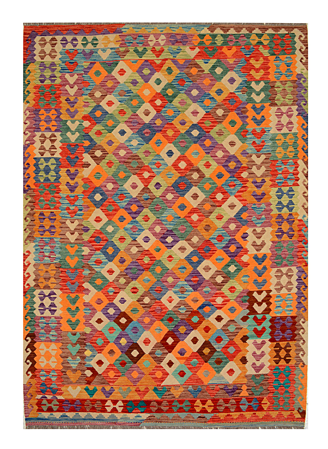 Afghan Kilim Rug 7' x 9' 6" Flat-Weave