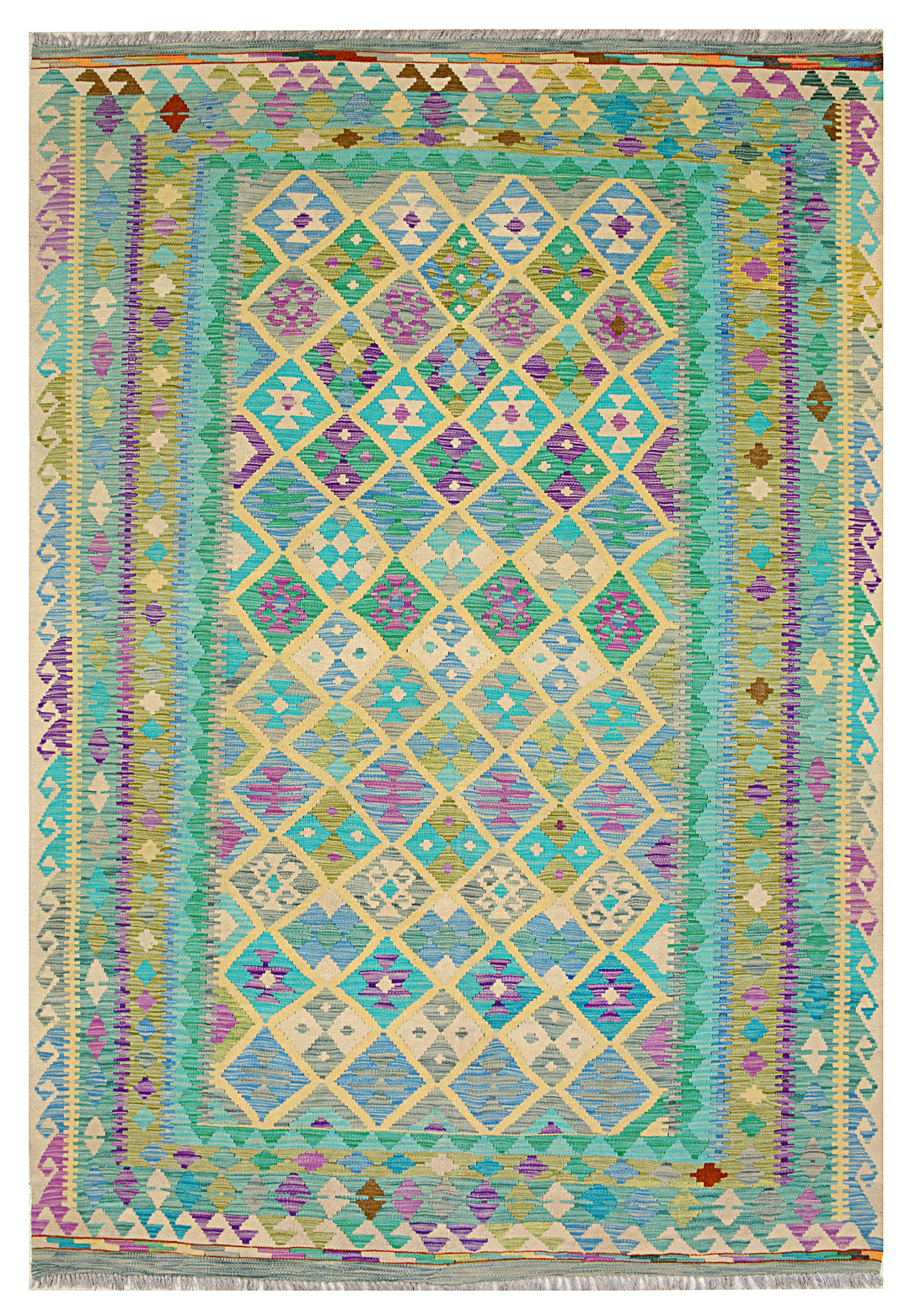 Afghan Kilim Rug 6' 9 x 9' 11 Flat-Weave