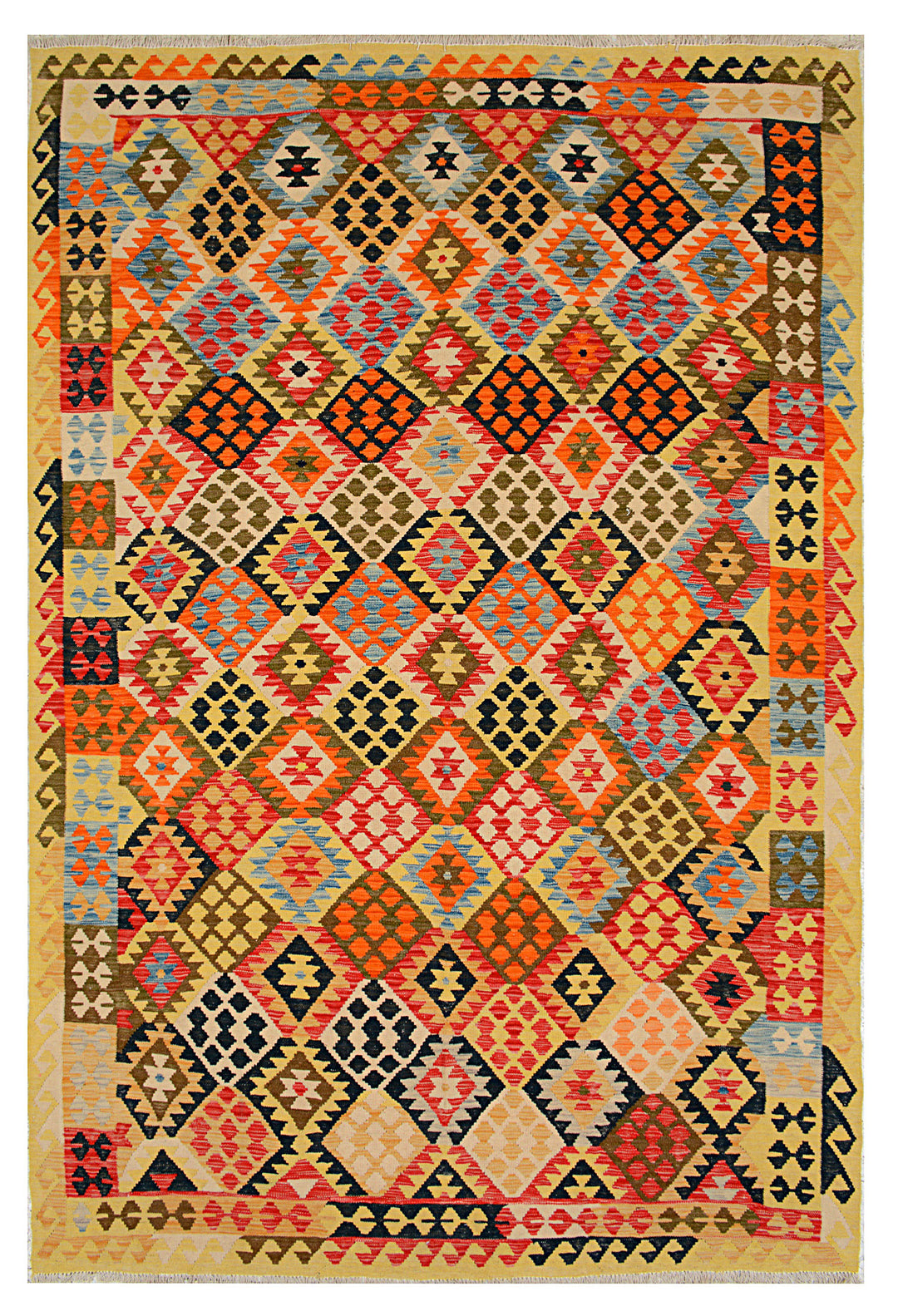 Afghan Kilim Rug 6' 9 x 9' 10 Flat-Weave