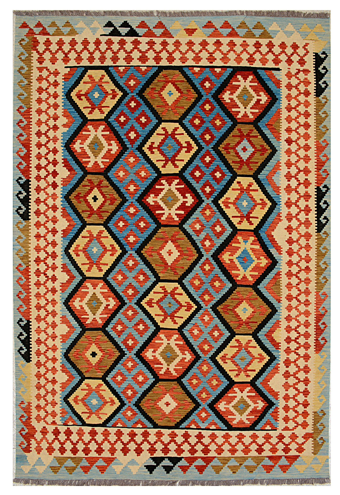 Afghan Kilim Rug 6' 7 x 9' 9 Flat-Weave