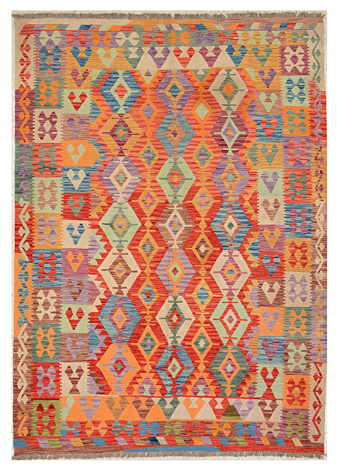Afghan Kilim Rug 6' 7 x 9' 4 Flat-Weave