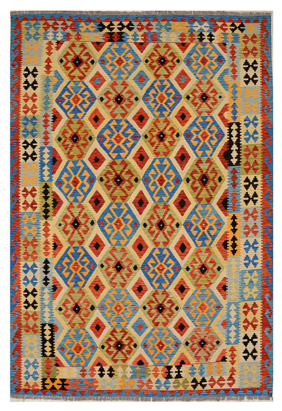 Afghan Kilim Rug 6' 9 x 9' 11 Flat-Weave