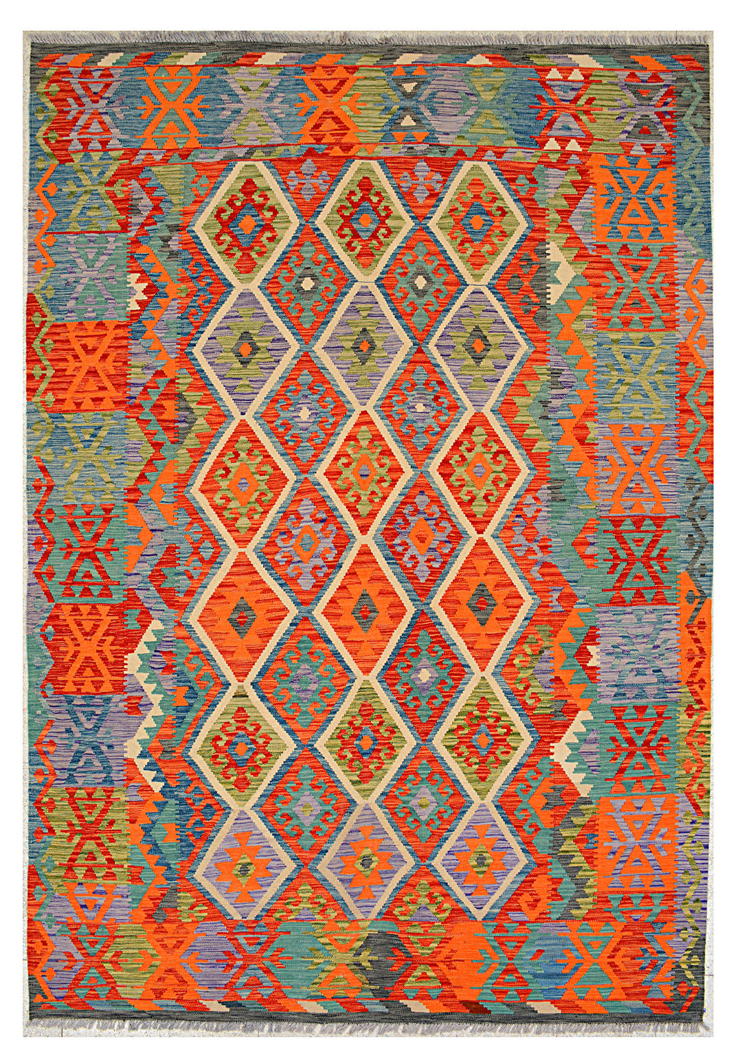 Afghan Kilim Rug 6'10" x 9'10" Flat-Weave