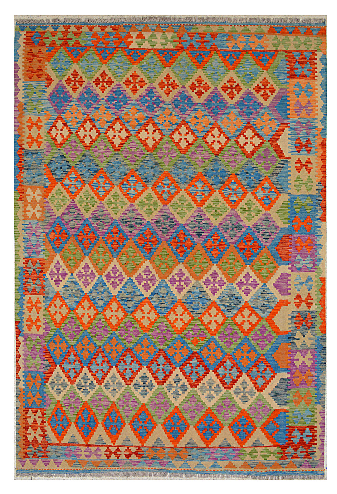 Afghan Kilim Rug 6' 8 x 9' 10 Flat-Weave