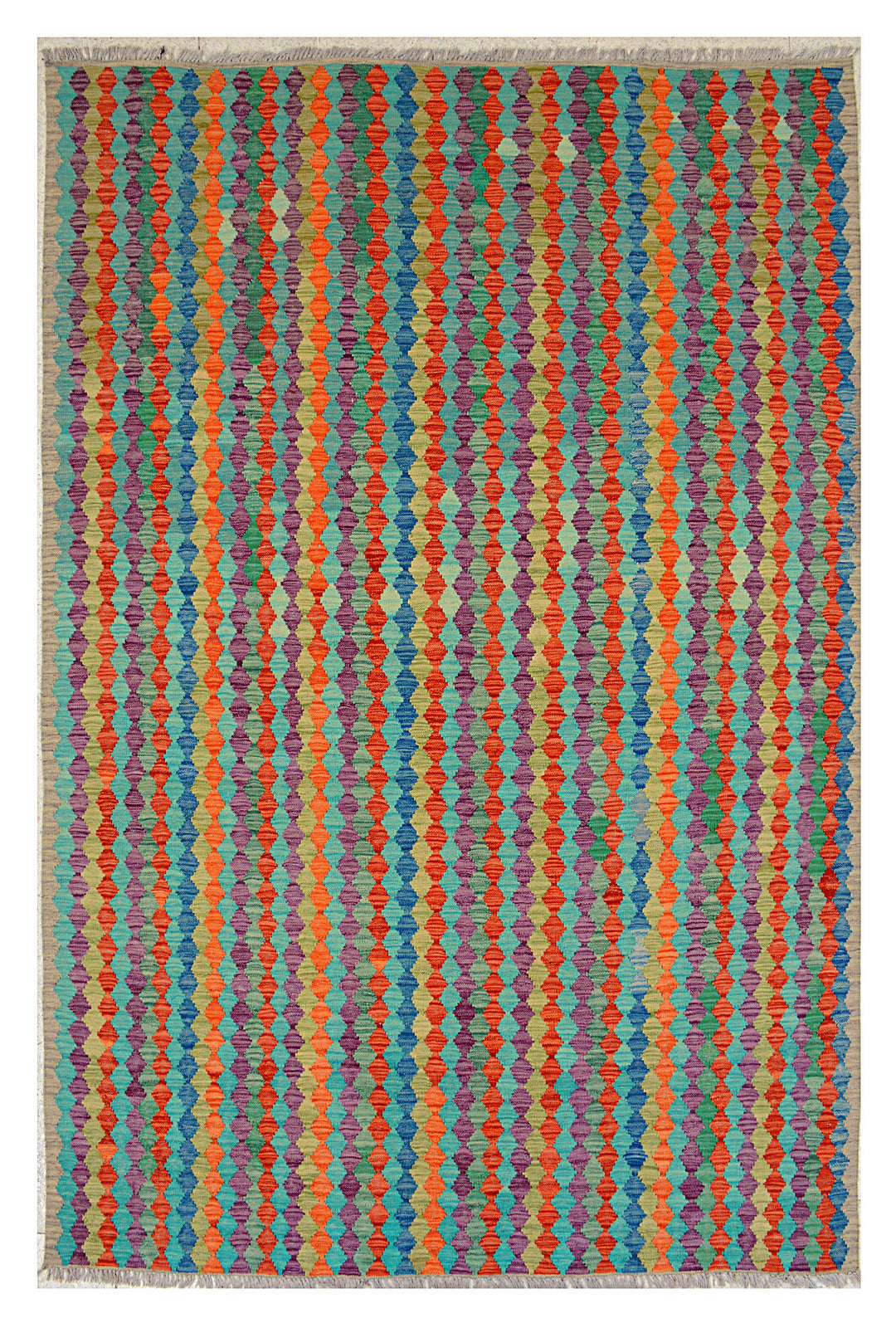 Afghan Kilim Rug 6' 11 x 9' 6 Flat-Weave