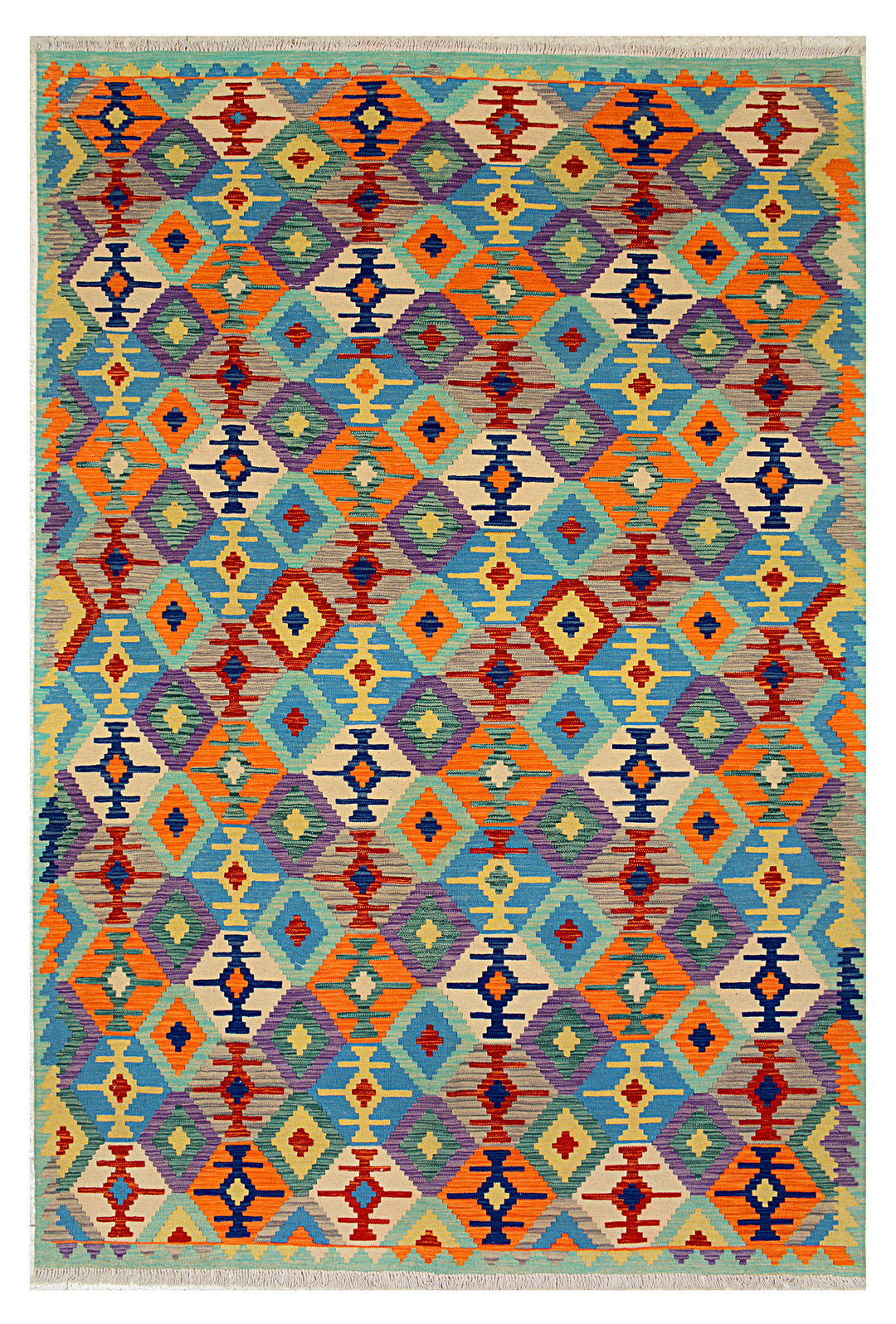 Afghan Kilim Rug 6' 9" x 9' 9" Flat-Weave
