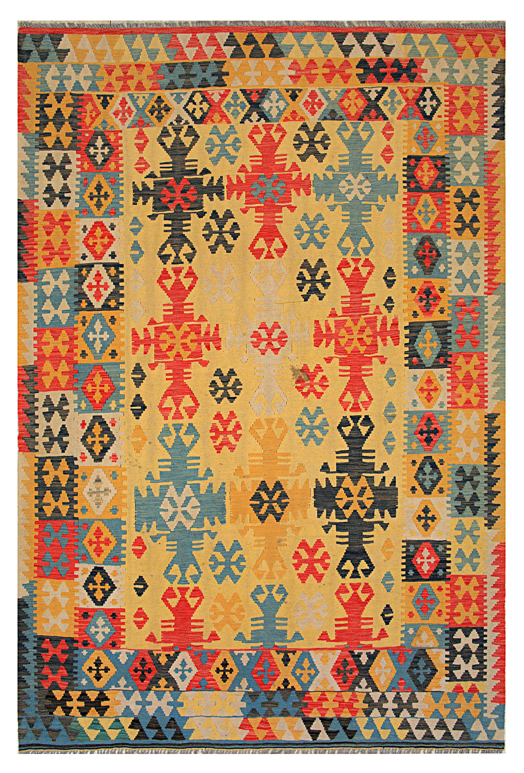 Afghan Kilim Rug 6' 5 x 9' 7 Flat-Weave