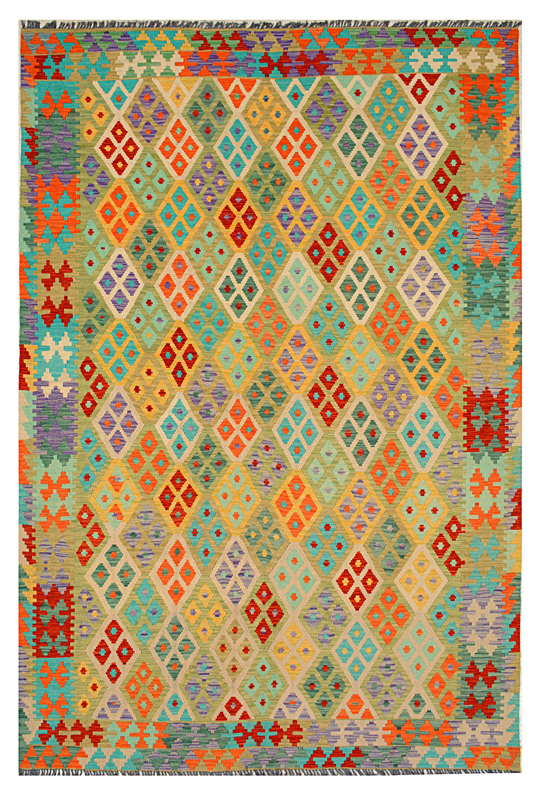 Afghan Kilim Rug 6' 9 x 9' 7 Flat-Weave