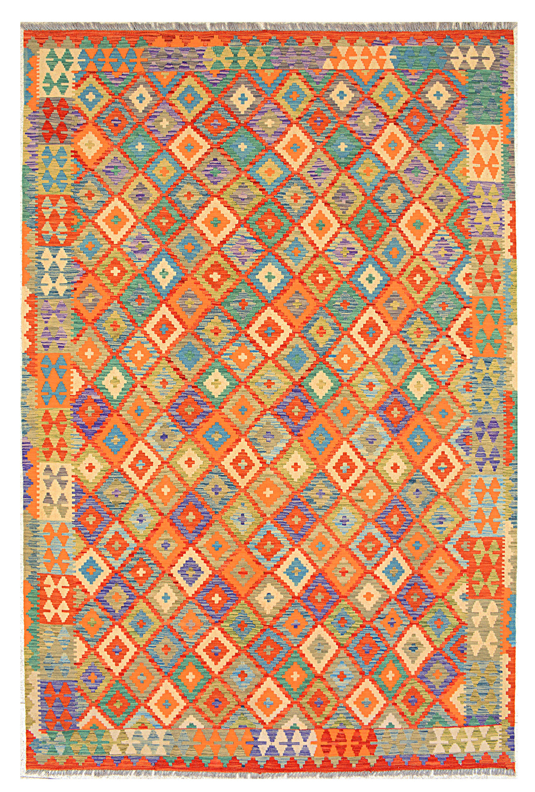 Afghan Kilim Rug 6' 7" x 9' 10" Flat-Weave