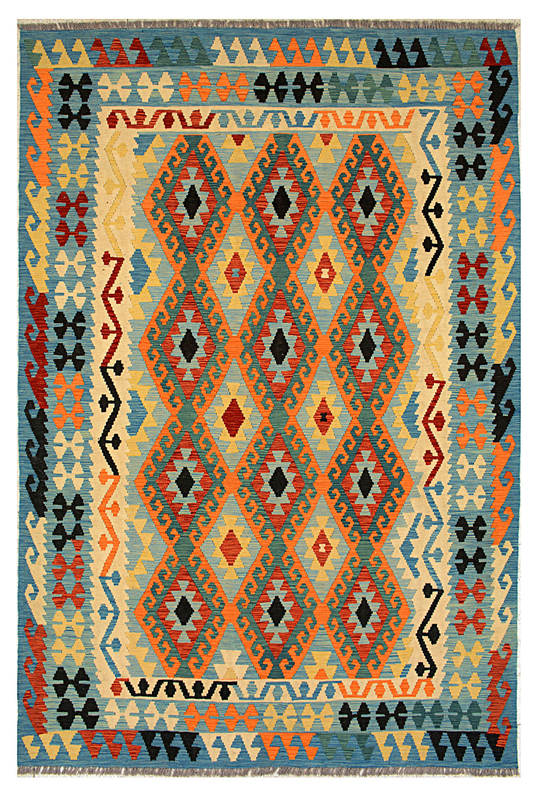 Afghan Kilim Rug 6' 7 x 9' 8 Flat-Weave