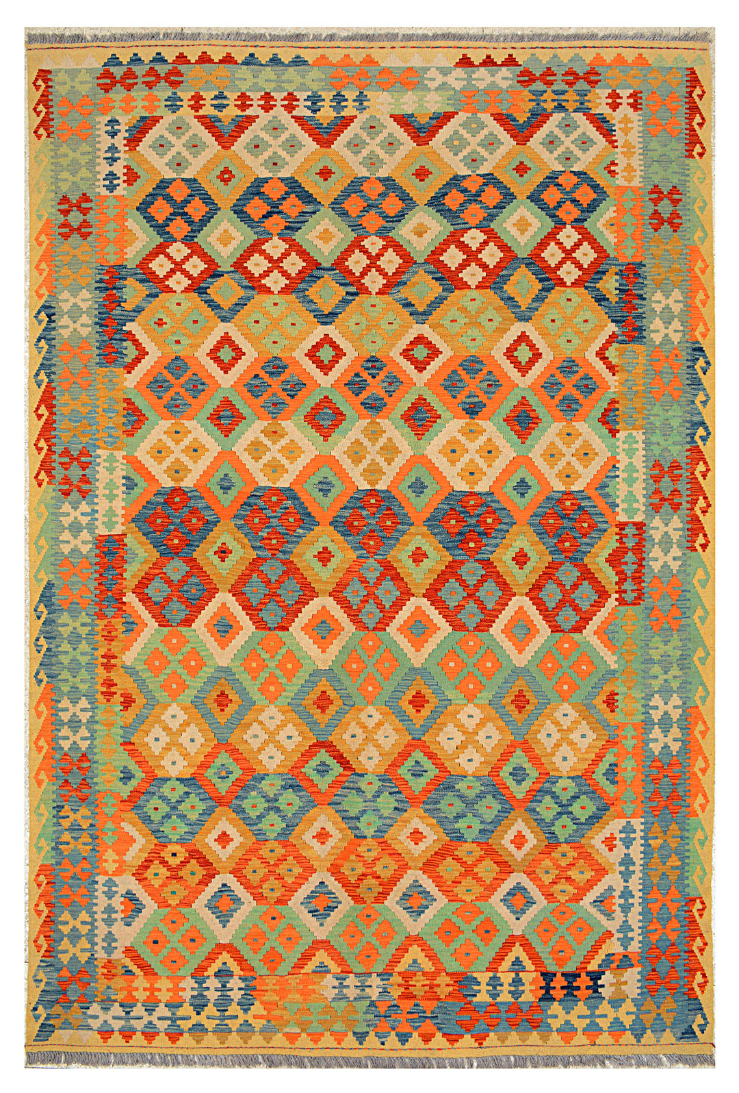 Afghan Kilim Rug 6' 9 x 9' 8 Flat-Weave