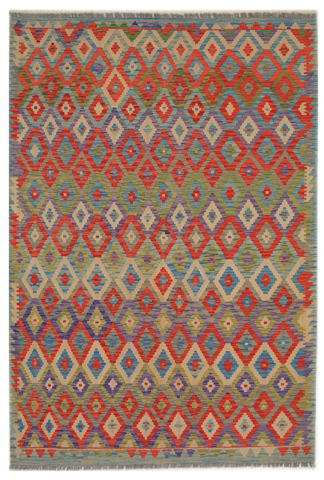 Afghan Kilim Rug 6'11" x 9'8" Flat-Weave