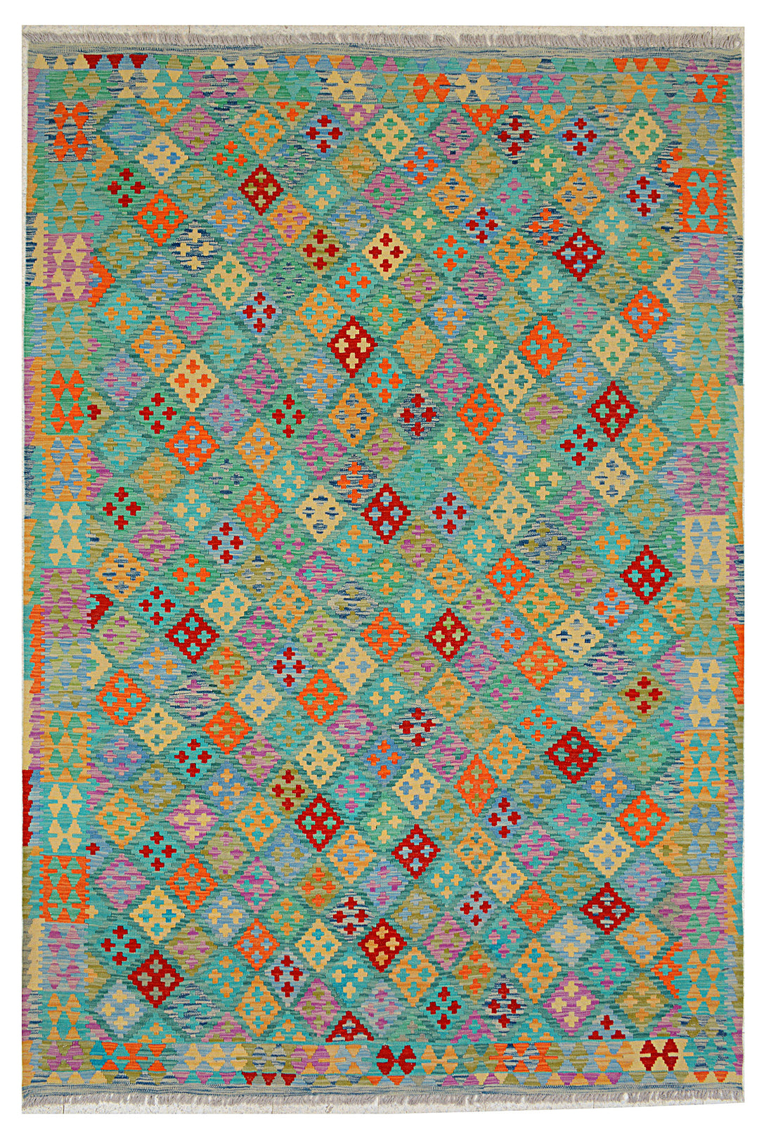 Afghan Kilim Rug 6' 9 x 9' 8 Flat-Weave