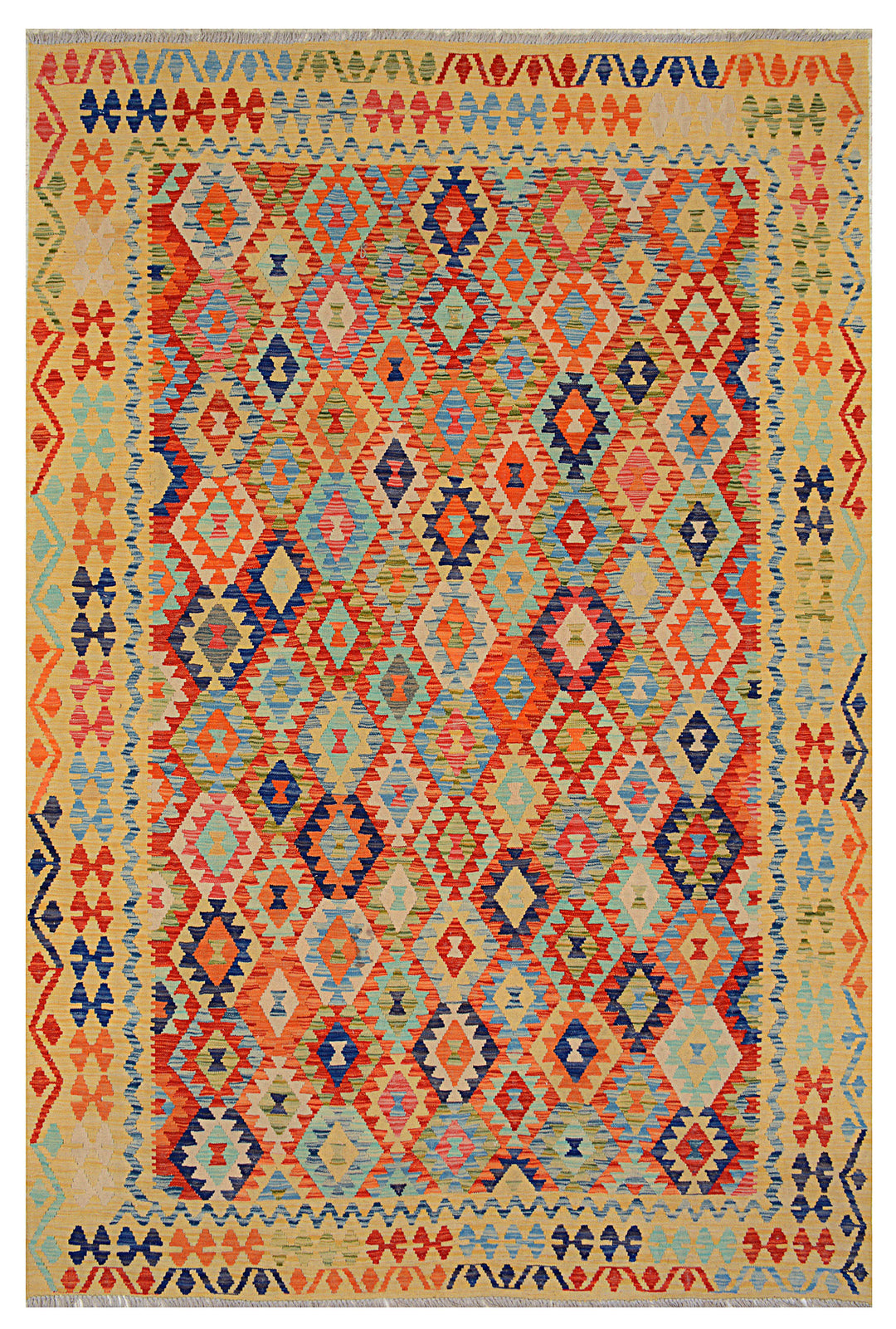 Afghan Kilim Rug 6' 9 x 9' 8 Flat-Weave