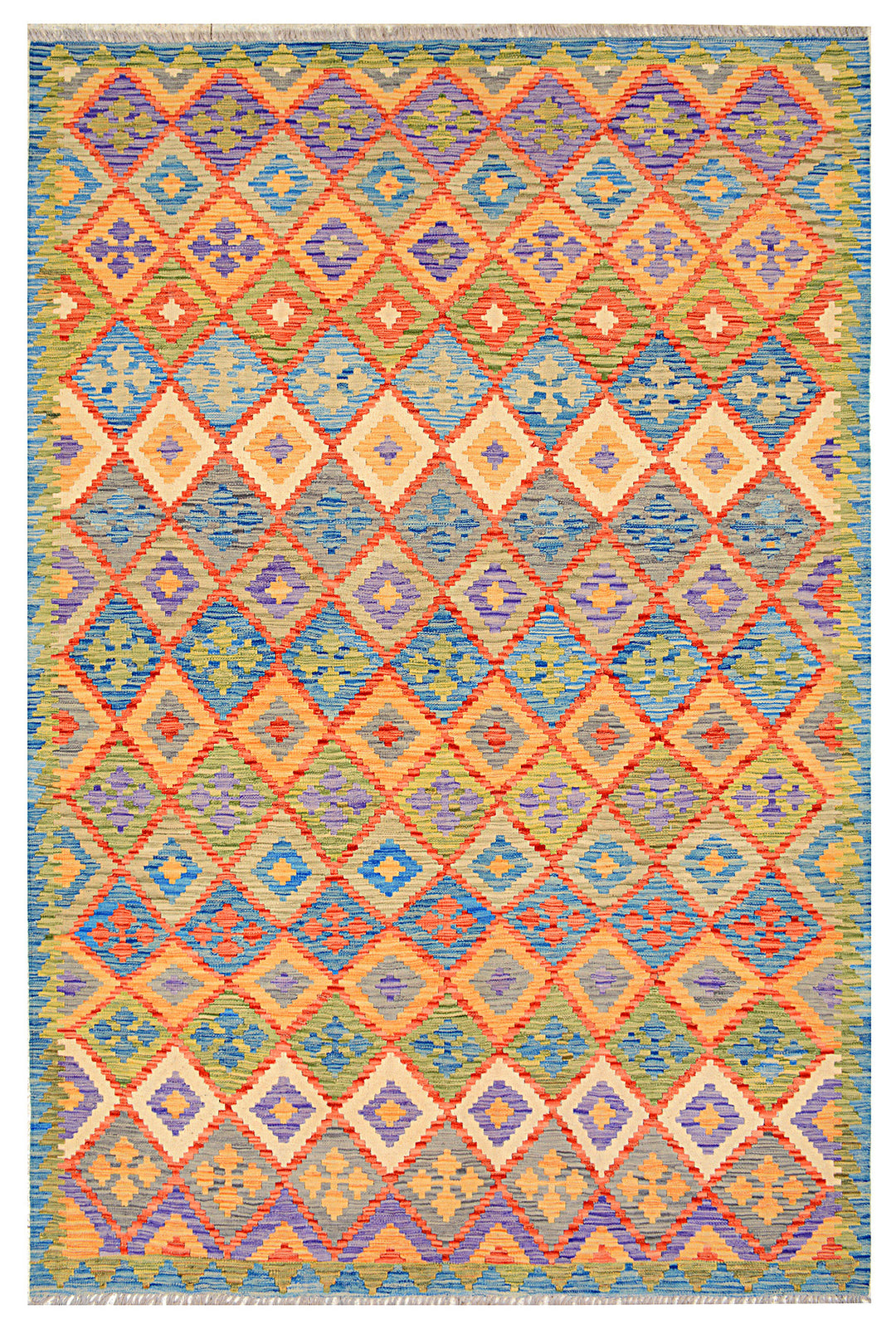 Afghan Kilim Rug 6' 7 x 9' 8 Flat-Weave