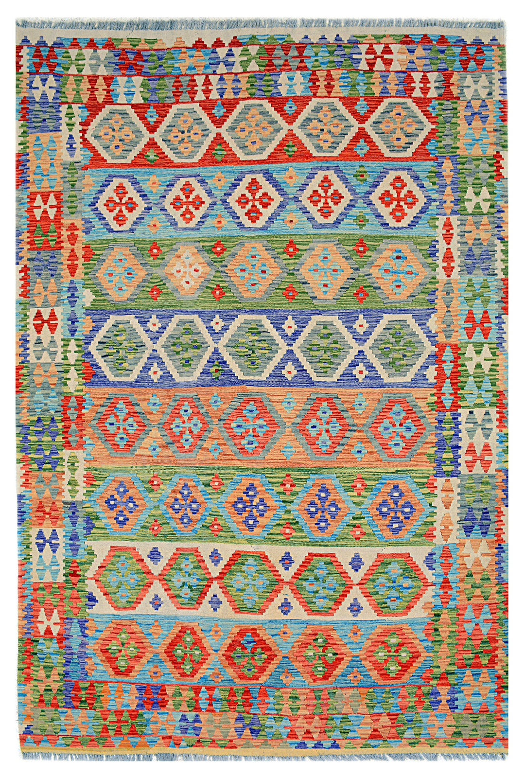 Afghan Kilim Rug 6'9" x 9'10" Flat-Weave