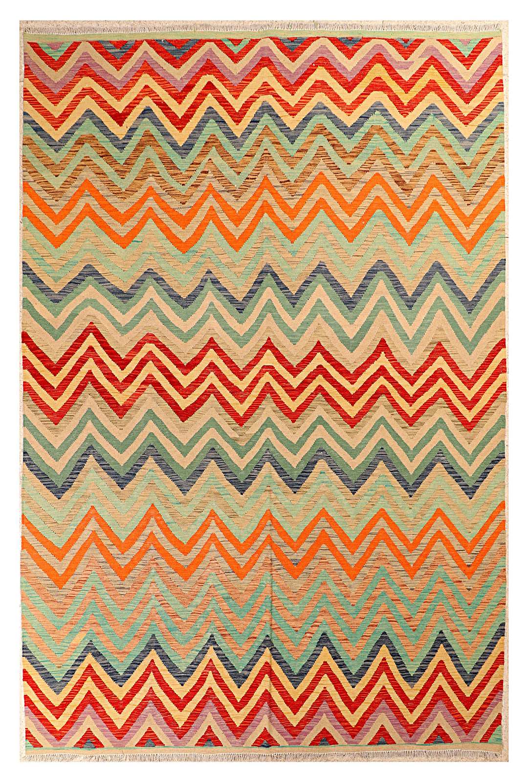 Afghan Kilim Rug 6' 10 x 9' 7 Flat-Weave