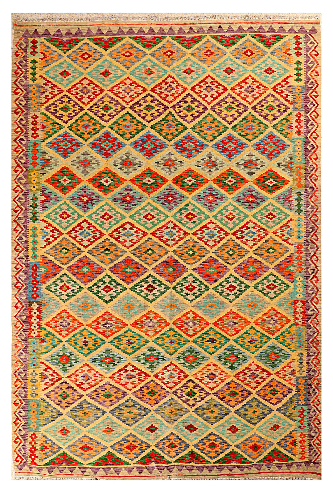 Afghan Kilim Rug 6' 9 x 9' 9 Flat-Weave
