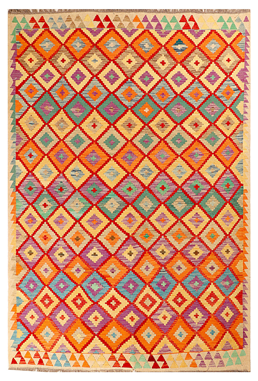 Afghan Kilim Rug 6' 8 x 9' 4 Flat-Weave