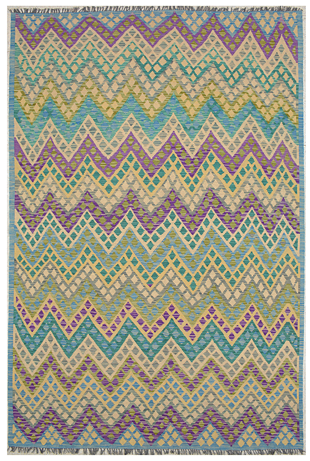 Afghan Kilim Rug 6' 6 x 9' 10 Flat-Weave