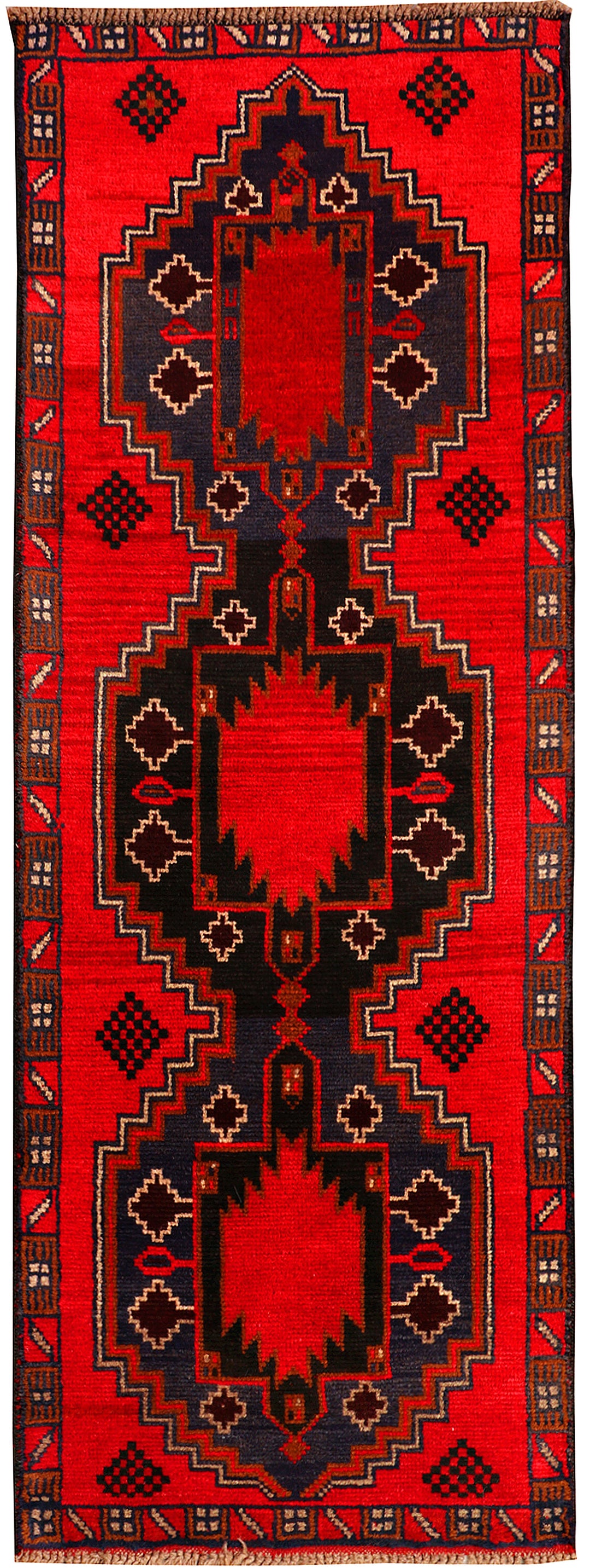 Red Baluchi Rug 2' 4" x 6' 4" Hand-Knotted