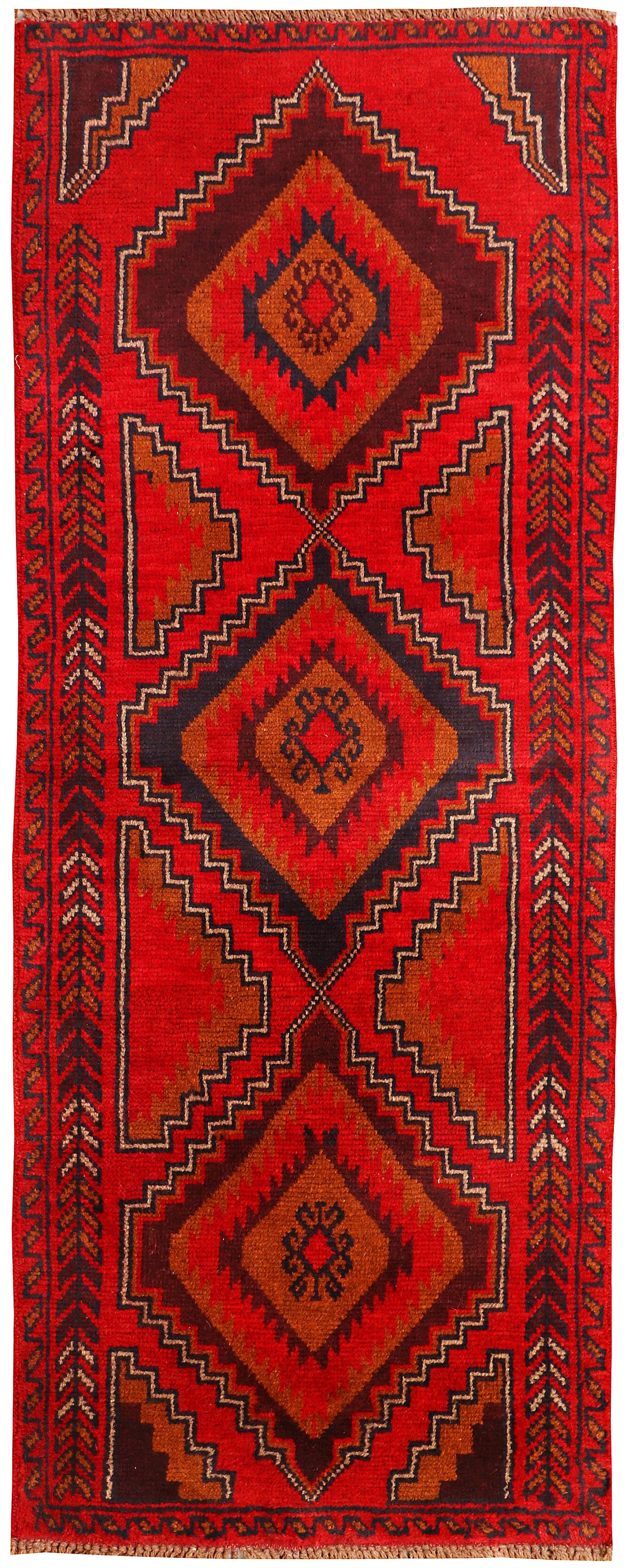 Red Afghan Baluchi Rug 2' 7" x 6' 6" Hand-Knotted