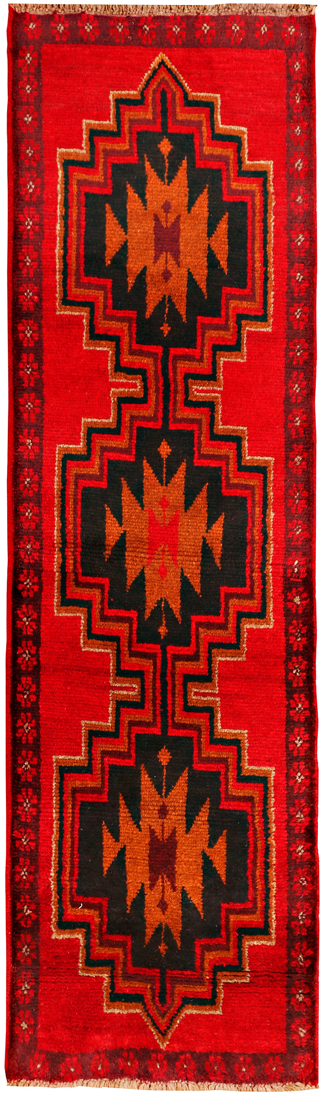 Red Baluchi Rug 2' 3 x 7' 6 Hand-Knotted