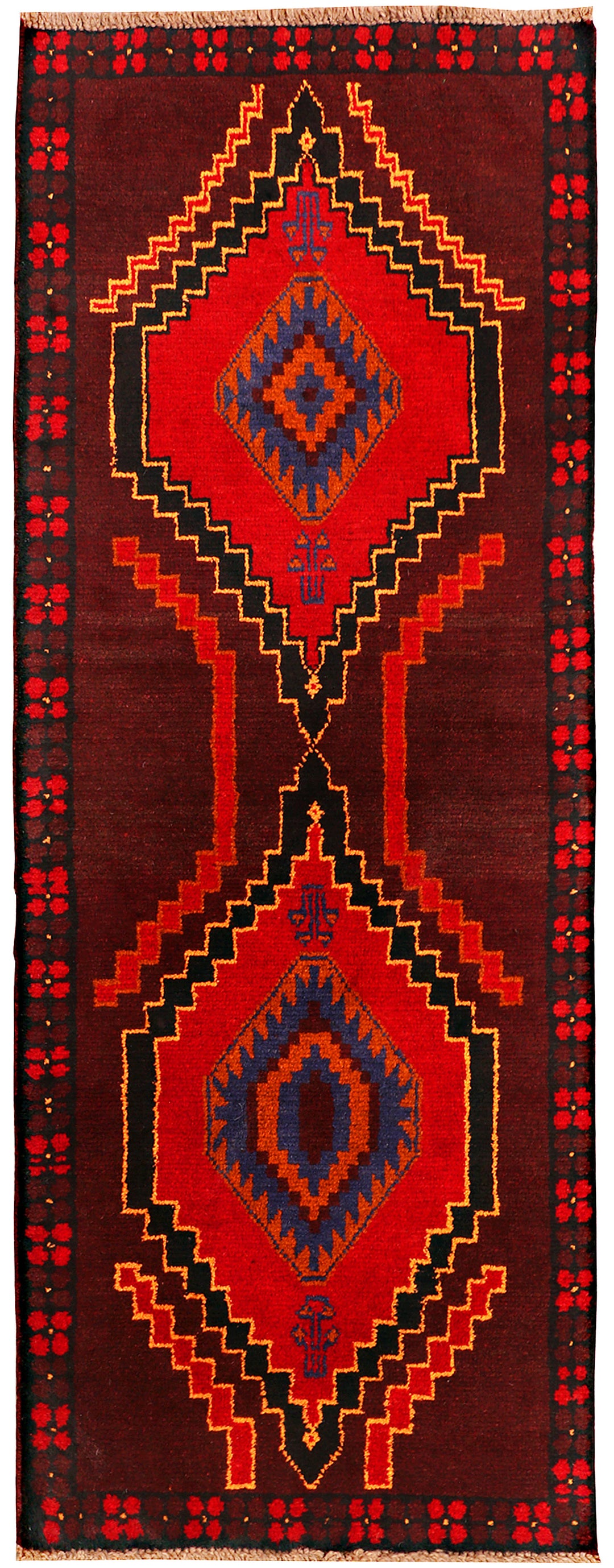 Maroon Afghan Baluchi Rug 2' 6 x 6' 3 Hand-Knotted