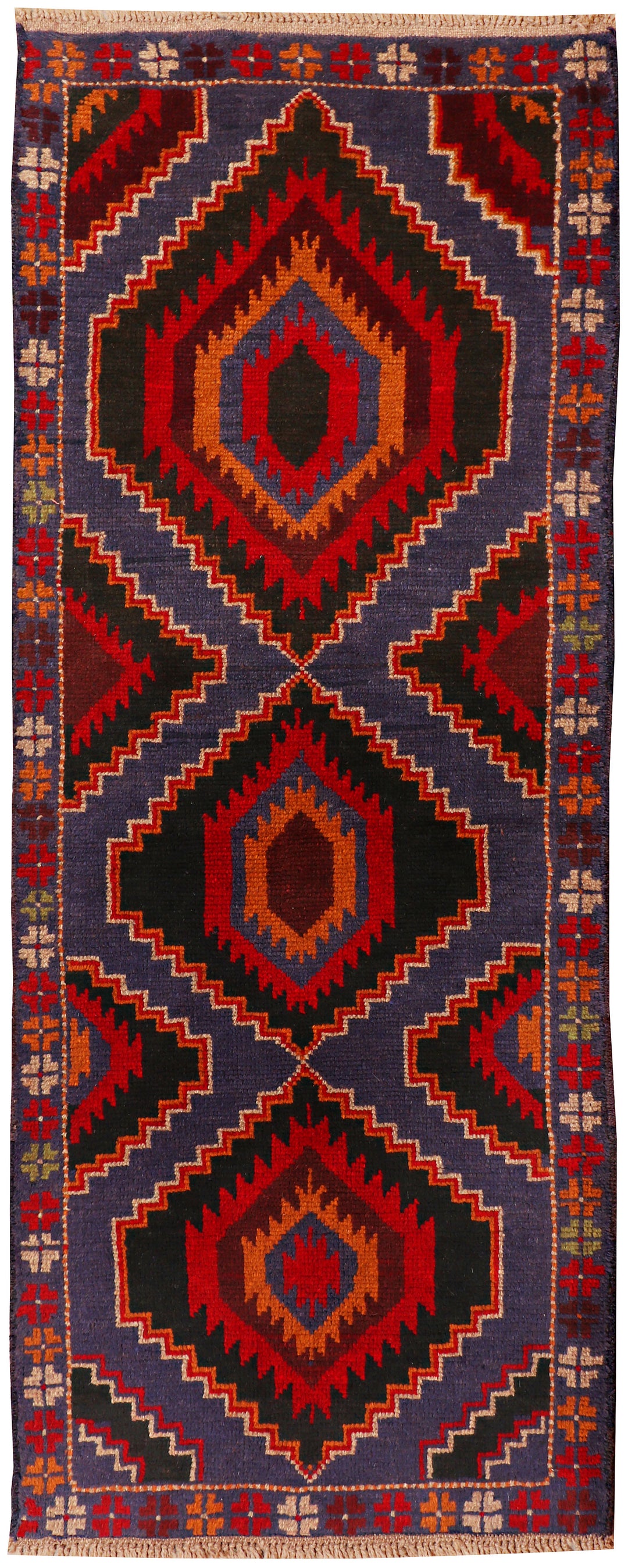 Afghan Baluchi Rug 2' 6" x 6' 4" Hand-Knotted