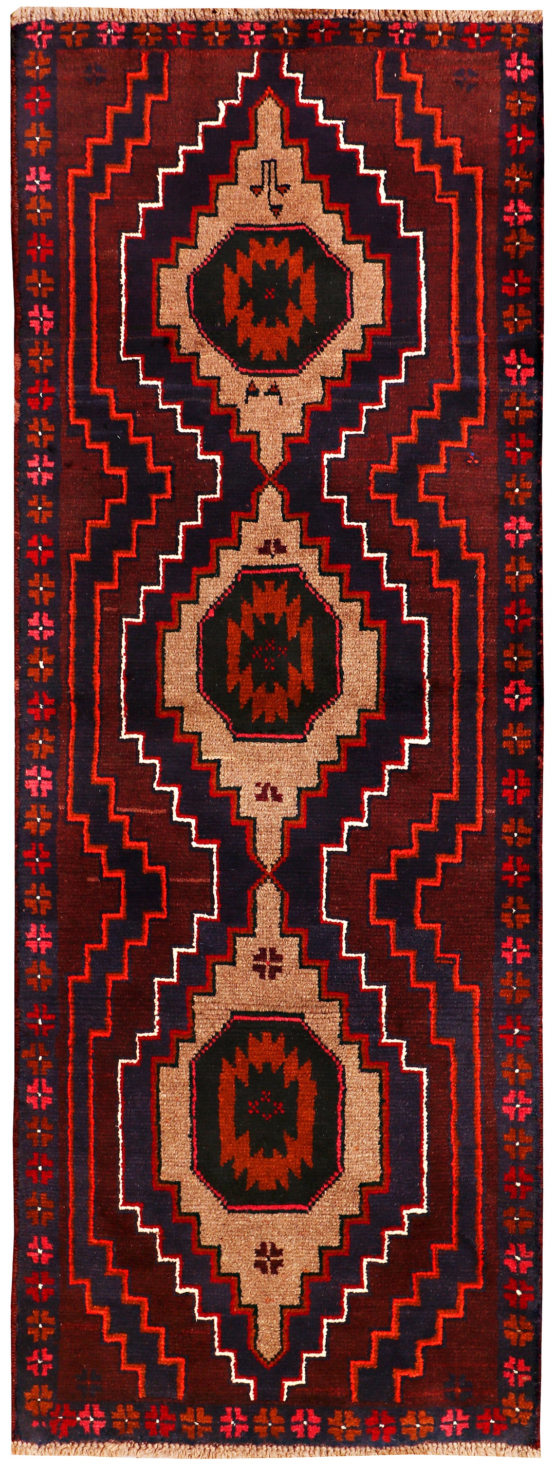 Afghan Baluchi Rug 2' 6" x 6' 8" Hand-Knotted