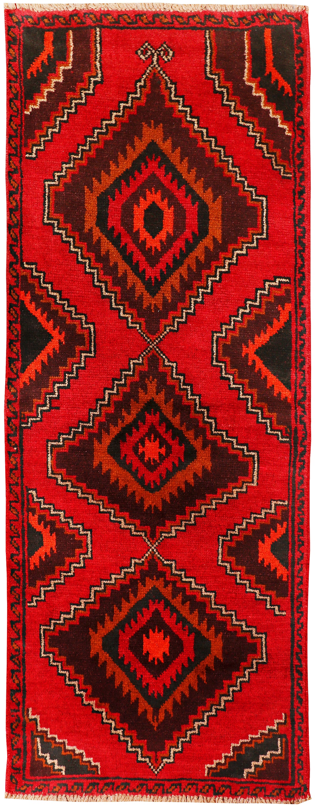 Red Afghan Baluchi Rug 2' 6 x 6' 1 Hand-Knotted