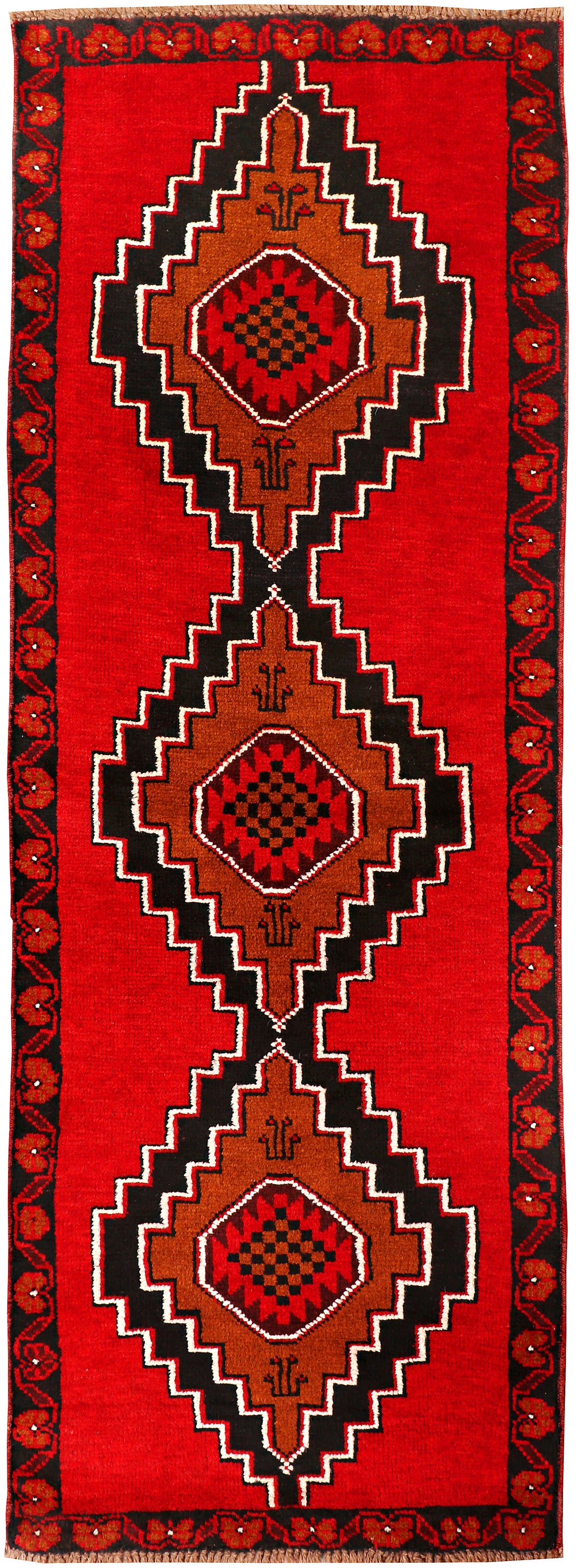 Red Baluchi Rug 2'6" x 6'9" Hand-Knotted