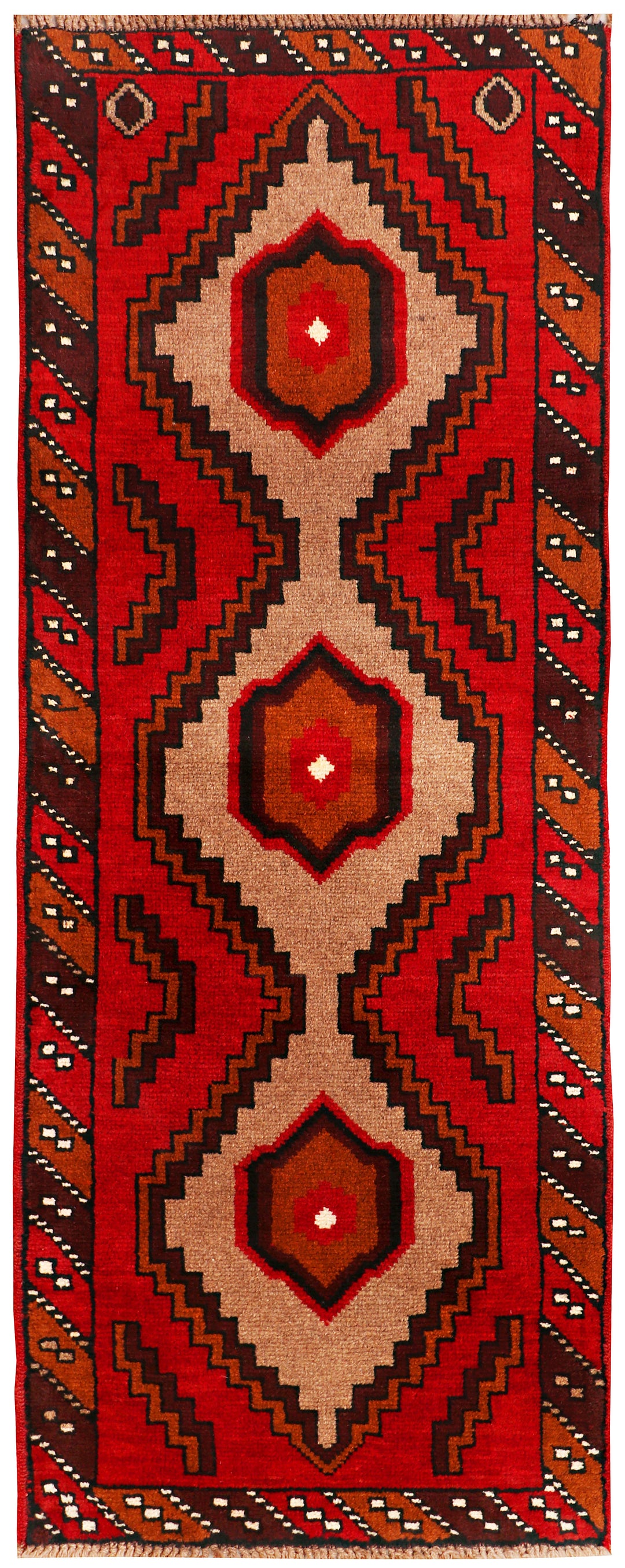 Red Afghanistan/Pakistan Baluchi Rug 2' 6 x 6' 3 Hand-Knotted