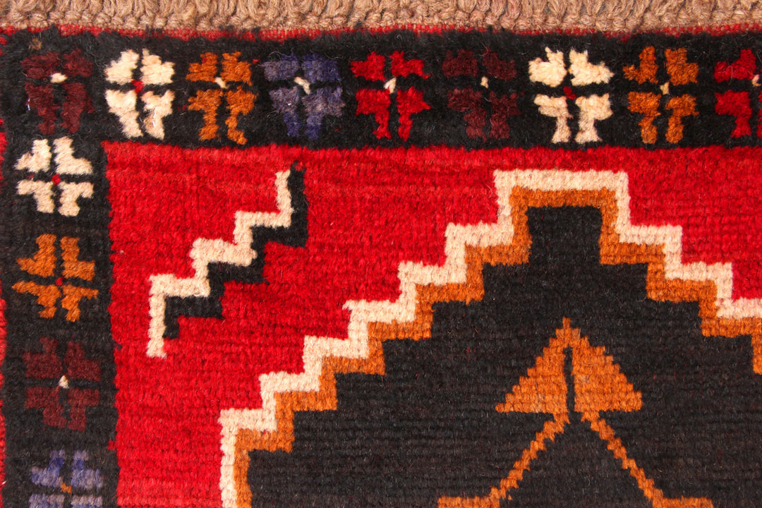 Red Afghan Baluchi Rug 2' 5" x 6' 5" Hand-Knotted